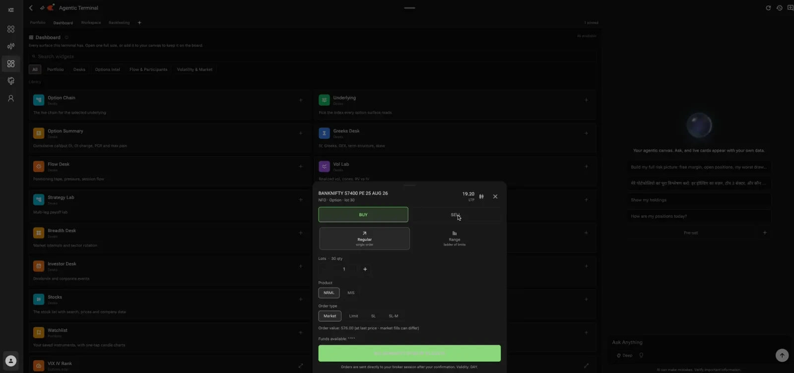 Orders on desktop
