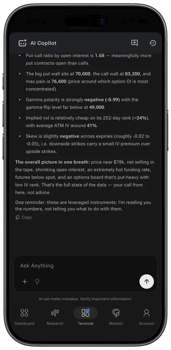 AI Copilot on the FlashTerminal phone app