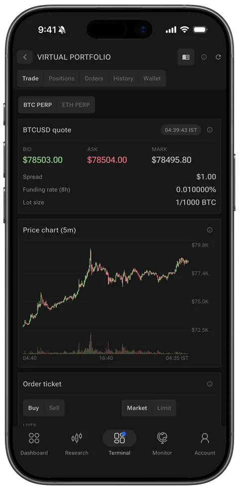 Virtual Portfolio on phone